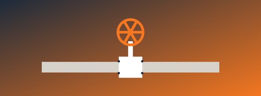Gate valve and pipe icon representing a multi-branch plumbing distributor